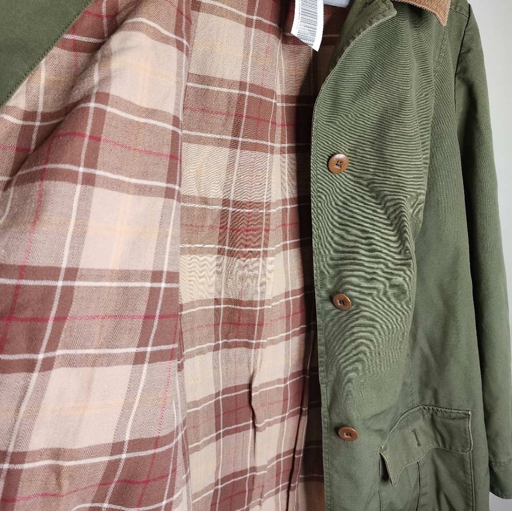 L.L. Bean Olive Utility Jacket with Tan Corduroy Collar - Picture 3 of 6
